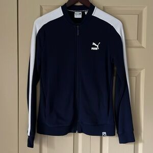 Puma Sweatshirt Jacket Size M Medium Navy Blue White